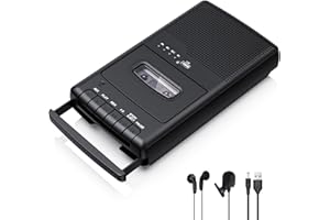 MERSOCO Portable Cassette Player Tape Recorder,Cassette Players Recorder, Cassettes Tape Digital Converter to USB Flash Disk, Built-in Speaker, Retractable Handle, One-Touch Recording(Black)