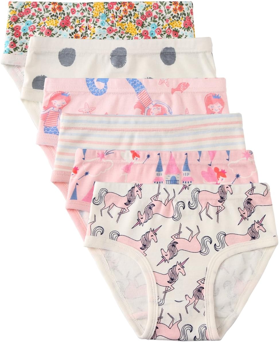 6 Pack Little Girl Underwear Cotton, Baby Girls Panties Briefs Toddler Girl's Undies