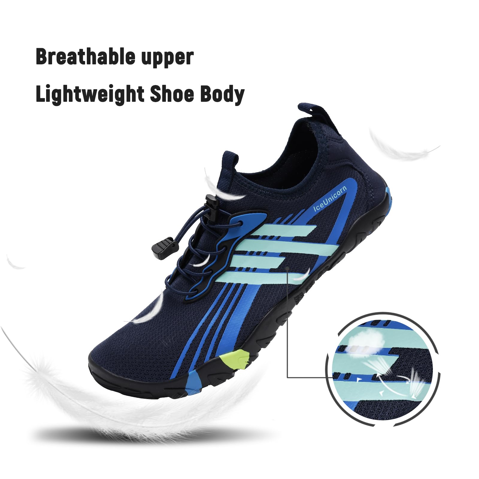 IceUnicorn Strandschuhe Badeschuhe Damen Herren Schwimmschuhe Aquaschuhe Sommer Schnell Trocknend Surfschuhe(764 Nary,42EU) 2