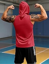 MAGCOMSEN Men's Tank Tops Sleeveless Hoodies Red