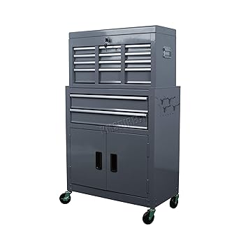 Switzer Metal Tool Box Chest Cabinet Portable Rolling Storage