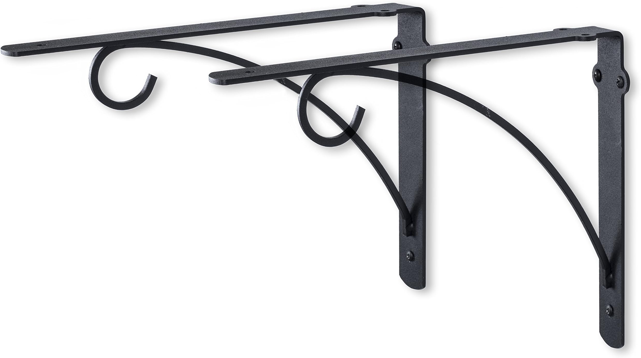 Rustic State Industrial Multi-Functional Iron Wall Bracket with Angled Up-Curled Hook Hanging Plant Pot Holder Frosty Black (2)