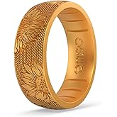 Enso Rings Etched Classic Silicone Rings - Garden Party Collection - Comfortable and Flexible Design