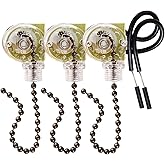Topbuti 3 Pack Ceiling Fan Pull Chain Switch Zing Ear ZE-109 Two-Wire Light Switch Control Replacement for Ceiling Fan, Wall Lamps, Cabinet Light