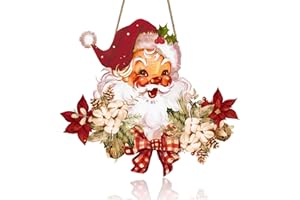 RAHASE Vintage Style Santa Claus Welcome Sign - Wooden Hanging Sign for Front Door Xmas Wall Hanging Decor for Indoor Outdoor Christmas Party Supplies