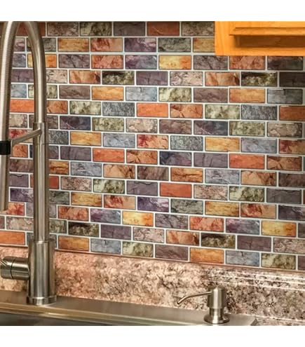 XUANINY Peel And Stick Backsplash Tiles, Rainbow Triangle Aluinu...