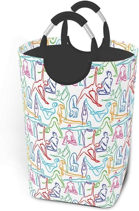 Amazon Co Jp Lubataga ランドリーバスケット ヨガ落書き女性シルエットプリント ランドリーバッグ 洗濯かご おりたたみ 洗濯カゴ おしゃれ 収納ボックス おもちゃ収納 ホーム キッチン