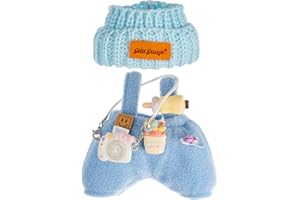 GRILLGAUGE 17cm/6.7inch Doll Clothes, Clothes Set for 17cm/6.7inch Dolls, Cute Fashionable Hat Pants for Dolls Accessories (NO Doll) (Blue)