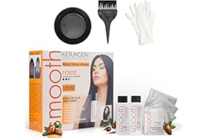 Keragen Brazilian Keratin Hair Smoothing Treatment - Express Home Blowout Kit - Straightens & Smooths Frizz - With 2 Oz Forte Treatment, Clarifying Shampoo & Aftercare Samples