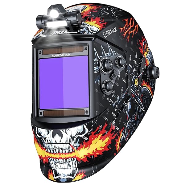 ARCCAPTAIN 3.94″ X 3.66″ AUTO DARKENING WELDING HELMET, SOLAR POWERED TRUE COLOR WELDING HOOD, 1/1/1/1 TOP OPTICAL CLARITY WELDER HELMET, 4 ARC SENSOR WIDE SHADE 4/5-9/9-13 FOR STICK MIG TIG CUT