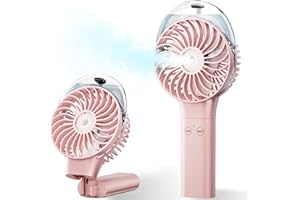 PANERGY Handheld Misting Fan – Rechargeable Battery Operated,Handheld Personal Fan with Mist Spray, Electric Hand Fans, 180° Foldable Mister Fans for Travel, Camping, Disney, Concerts, Office(Pink)