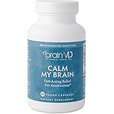 BRAINMD Dr Amen Calm My Brain - 90 Vegan Capsules - Fast-Acting Formula with Magnesium, Ashwagandha & L-Theanine - 30 Servings