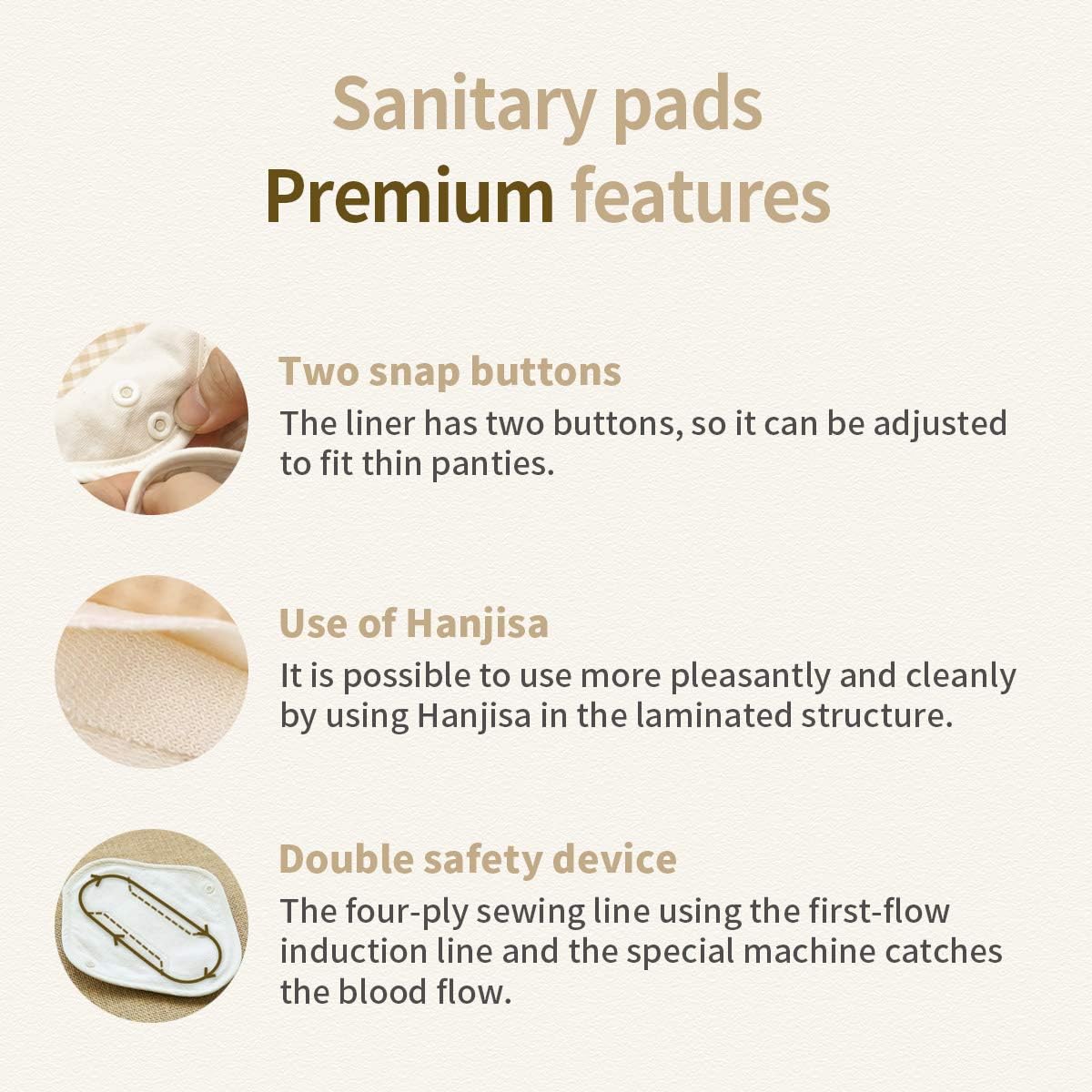 think ECO [3-Pads] Organic Reusable Fashionable Cotton Cloth Panty Liner Pads, Menstrual Liner Pads, Sanitary Napkins, Three Supply (Linen Green 3P): Health & Personal Care