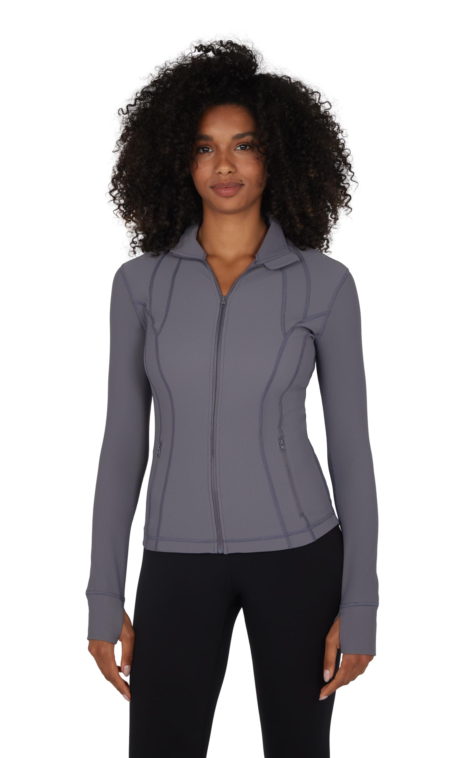 90 Degree By Reflex Full Zip Running Track Jacket Lightweight Athletic Slim Fit Jacket with Thumbholes - Excalibur Fleece Lined - XL Image