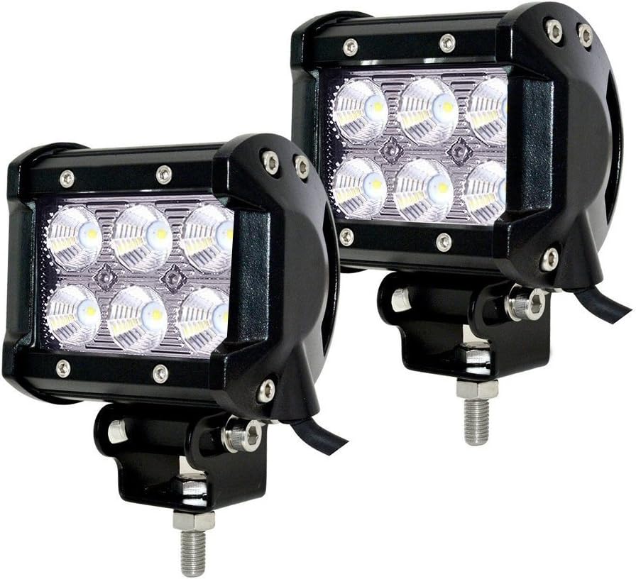 jiehe 2pcs 18W LED Work Light Bar FLOOD Beam Driving Lamp for Off-road [Energy Class A++]