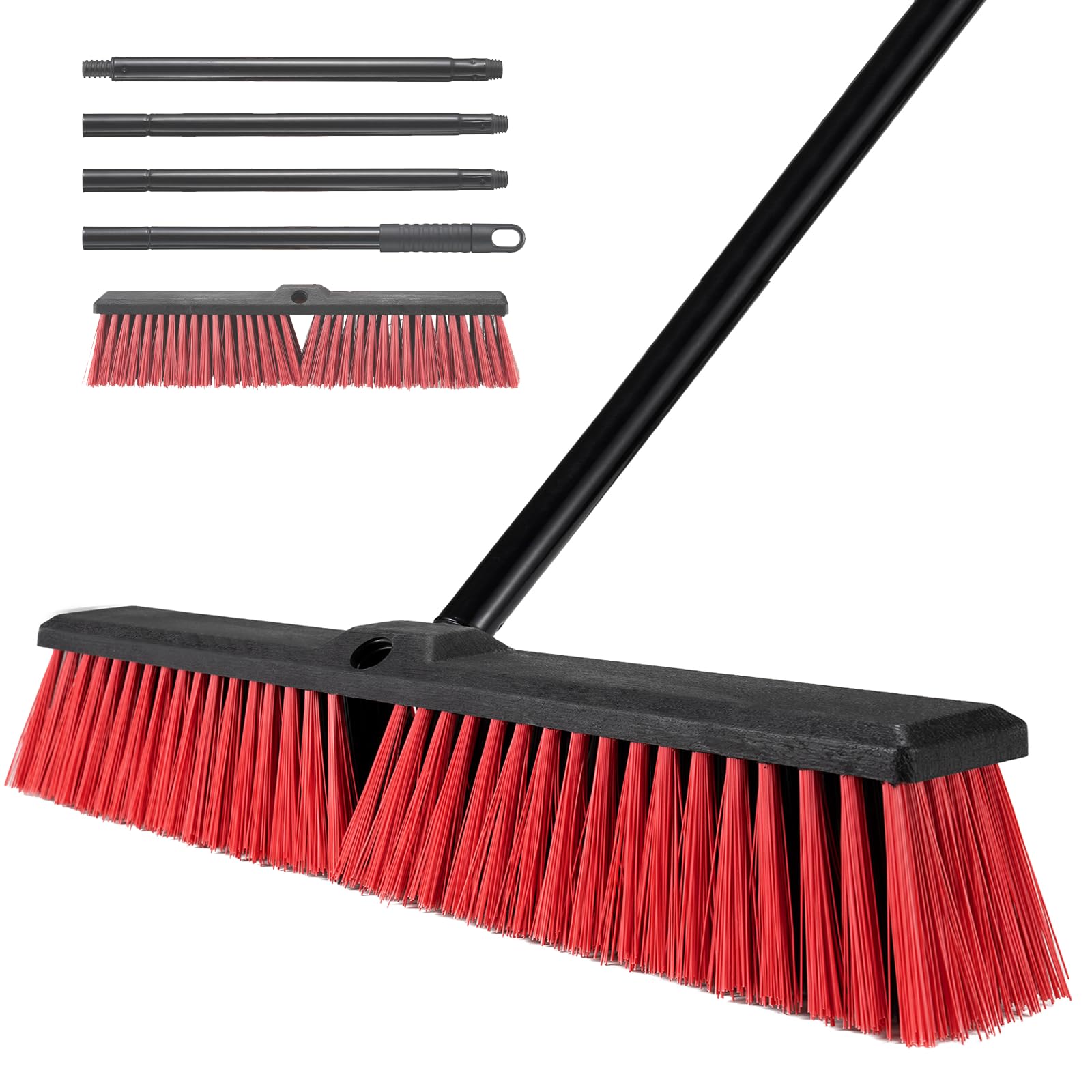 Photo 1 of 18" Push Broom for Outdoor - Heavy Duty 63" Long Handle Outdoor Broom for Deck,Driveway,Garage,Yard,Deck,Patio,Warehouse,Concrete