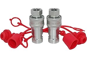 LSQ 2 Set 3/8'' NPT Replace Kubota 7J417-66220 7J417-66320 Hydraulic Quick Connect Couplings Hydraulic Couplers Tractor Hydraulic Quick Disconnect with Dust Caps Replace HNV 38 NPT M/F