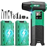 Electric Air Duster Upgraded, 130000RPM Snow Blower Compressed Air Duster, 2 * 4000mAh Removable Batteries, Cordless Air Blower Electric Cleaner Kit for PC/Keyboard/Car, Replaces Compressed Air Cans