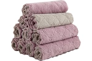 10 Pack Kitchen Cloth, Microfiber Dish Towels Washcloths, Super Absorbent Coral Velvet Dishtowels, Premium Cleaning Cloths,No
