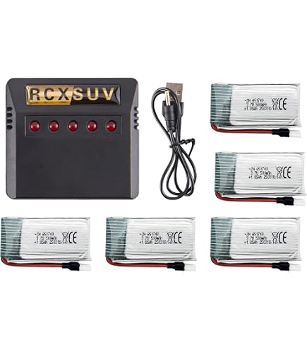 5PCS 3.7V 500mAh Batteries With 5-in-1 Charger For JJRC/Hubsan/SYMA Drones - View #5