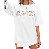 Magical Shirt for Women Embroidered Princess Dress Graphic Oversized T Shirt Women Family Holiday Vacation Tee Tops