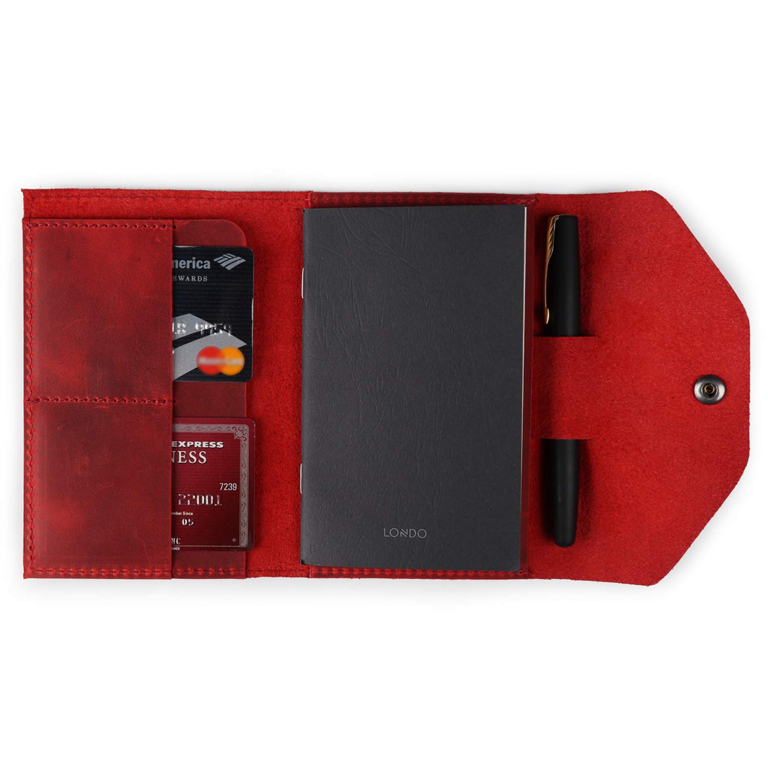 LONDO Genuine Leather Portfolio with Notepad and Snap Closure - Small