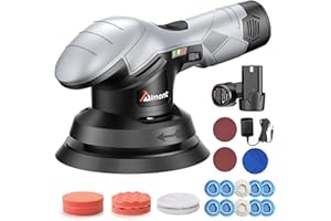 AIMENT Portable Cordless Car Buffer Polisher: 6 Inch Polisher with 2Pcs 12V 2000mAh Batteries Cordless Buffer Polisher for Car Detailing, Polisher with Polishing Pads Kit for Waxing,12 PCS Attachments