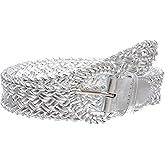 Women's 1 1/4" Inch Wide Hand Made Metallic Braided Woven Casual Belt