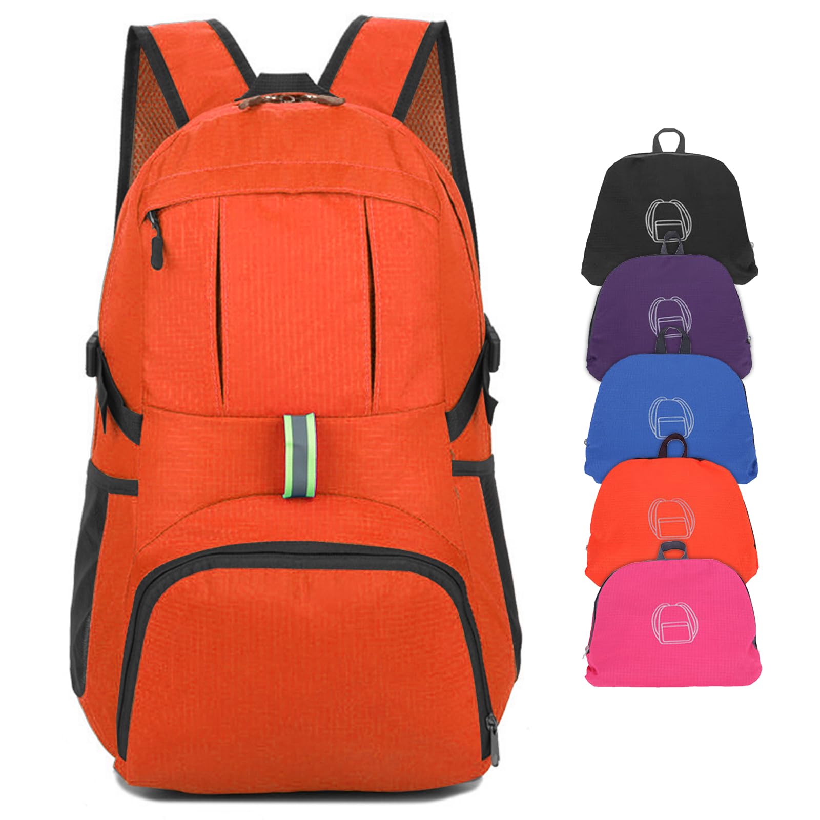 Yoolly Lightweight Foldable Backpack, Waterproof Packable Backpack for Men Women Kids, Durable Hiking Rucksack for School, Outdoor Sports, Travelling, Camping Biking Walking (Orange)