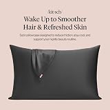 Kitsch Satin Pillowcase with Zipper Charcoal 48x66 cm view 2
