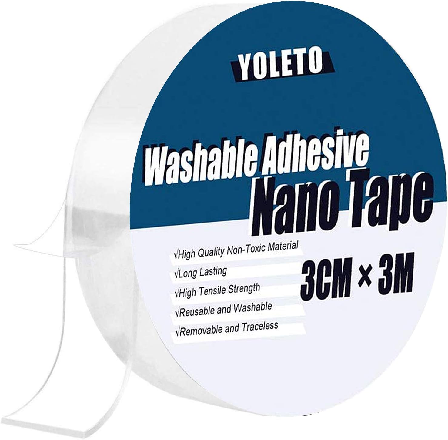 Double Sided Nano Adhesive Tape, Heavy Duty Clear Sticky Gel Grip Silicone Tape for Paste Photos Poster, Fix Carpet Mats,Household, Office (1.18 in x 118 in): Industrial & Scientific