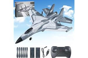 IOEDHW G1 RC Planes Glider, 2.4GHz 2CH Foam Remote Control Airplane with Light, Remote Control Aircraft with 6-axis Gyro Stabilizer, Easy to Fly, RC Jet Fighter Toys Gift for Kids and Beginner
