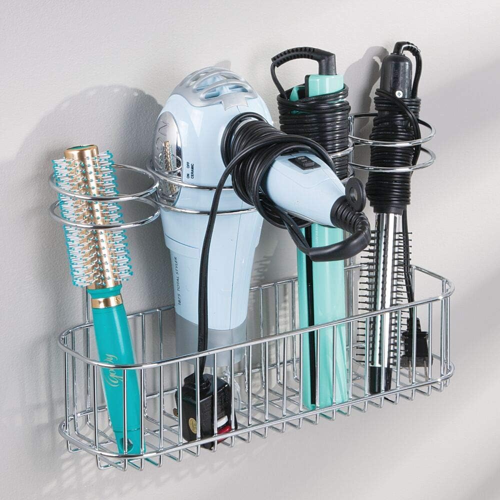 mDesign Metal Wire Mount Hair Care Styling Tool Organizer