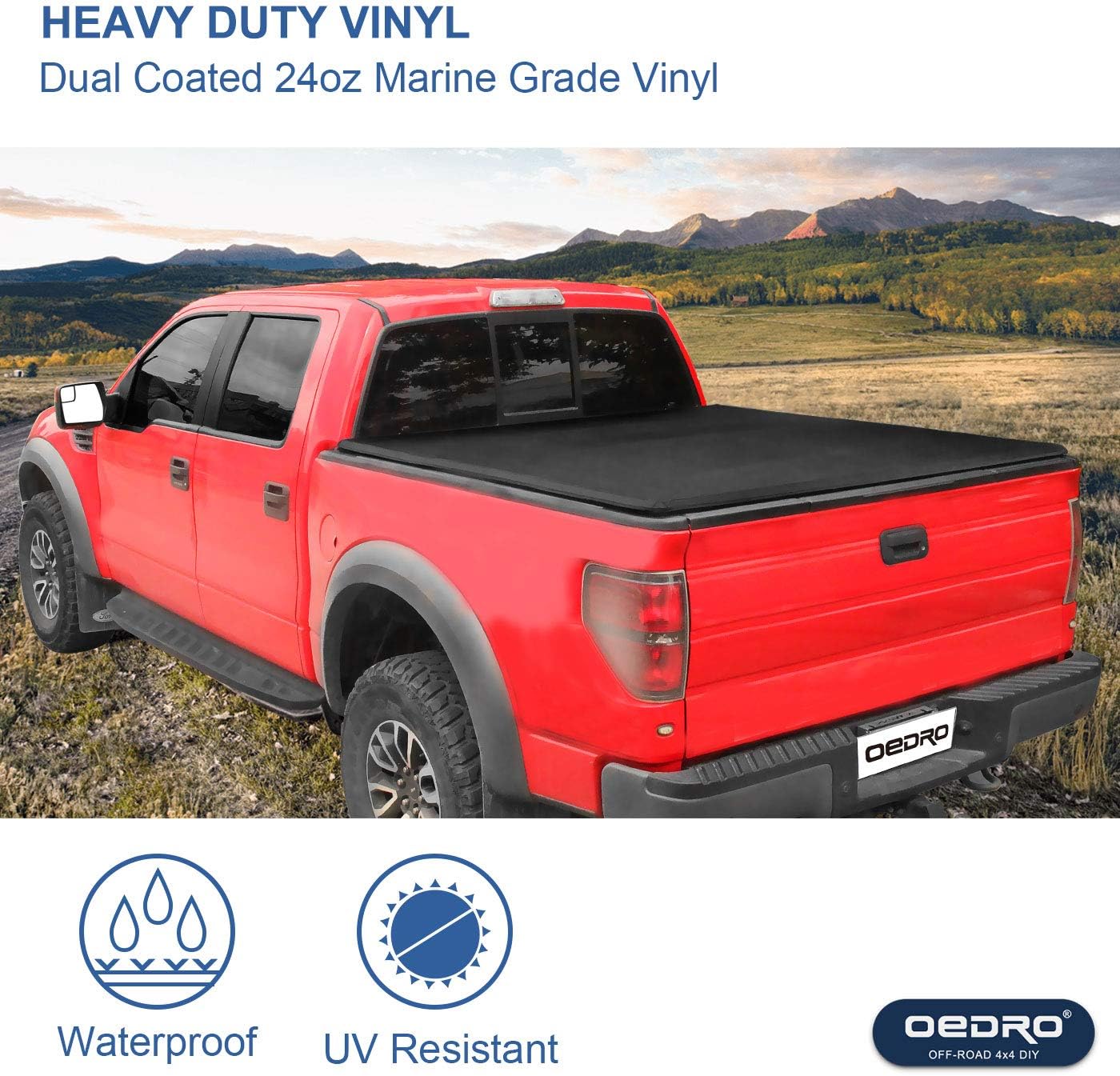 Styleside Oedro Upgraded Soft Tri Fold Truck Bed Tonneau Cover On Top Compatible For 2009 2014 Ford F150 F 150 With 5 5ft Bed Tonneau Covers