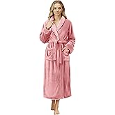 NY Threads Women's Fleece Shawl Collar Bathrobe Plush Long Spa Robe, Medium