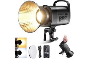NEEWER CB120B 120W LED Video Light with 2.4G&APP Control COB Bi Color 2700K-6500K 78000lux at 1m/CCT Mode/CRI97/12 Scenes/Bow