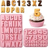 Silicone Letter Molds, 2 Pcs Number Silicone Mold | Fondant Chocolate Letter Molds for Decorating Ice Cubes Cookies Birthday Cake Candy Cupcake DIY Craft Projects