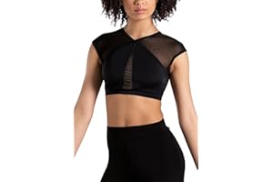 Balera Illusion Mesh Crop Top with Cap Sleeves for Girls & Women Perfect for Dance