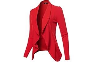 SSOULM Women's Long Sleeve Classic Draped Open Front Lightweight Blazer with Plus Size