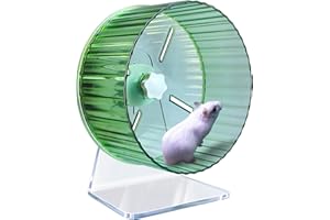 LazYYzal Adjustable Stand Silent Exercise Wheel for Hamsters, Gerbils, Mice & Small Animals (6.7 inch, Green)
