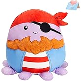 BSTAOFY Pirate Octopus Plush Pillow Cute and Soft Octopus Stuffed Animal Hugging Pillow Sea Animal Plush Toys Birthday Valentines Gifts for Kids Boys Girls,12”