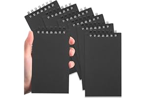 Tenceur 6 Pcs Pocket Notebook Bulk Small 3x5 Inch Spiral Notepads Mini Top Bound Notebook with Lined 120 Pages Ruled Memo Pads for Office College Nurse Essentials Back to School Gift (Black)