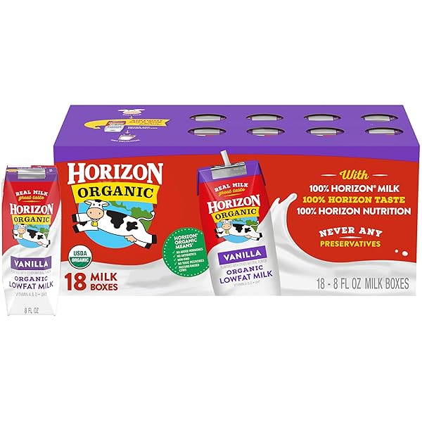 HORIZON ORGANIC SHELF STABLE 1% LOWFAT VANILLA MILK...
