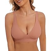 BOUFOR Deep V Bra Low Cut Sexy Push Up Bralettes for Women Padded Comfy Smoothing Wireless Lifting Bras Seamless Bralette