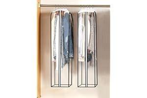 2 Pack Clear Plastic Clothes Storage Bag, Garment Bags for Hanging Clothes, For Suit Coat Dress, Closet Cover For Open Closet