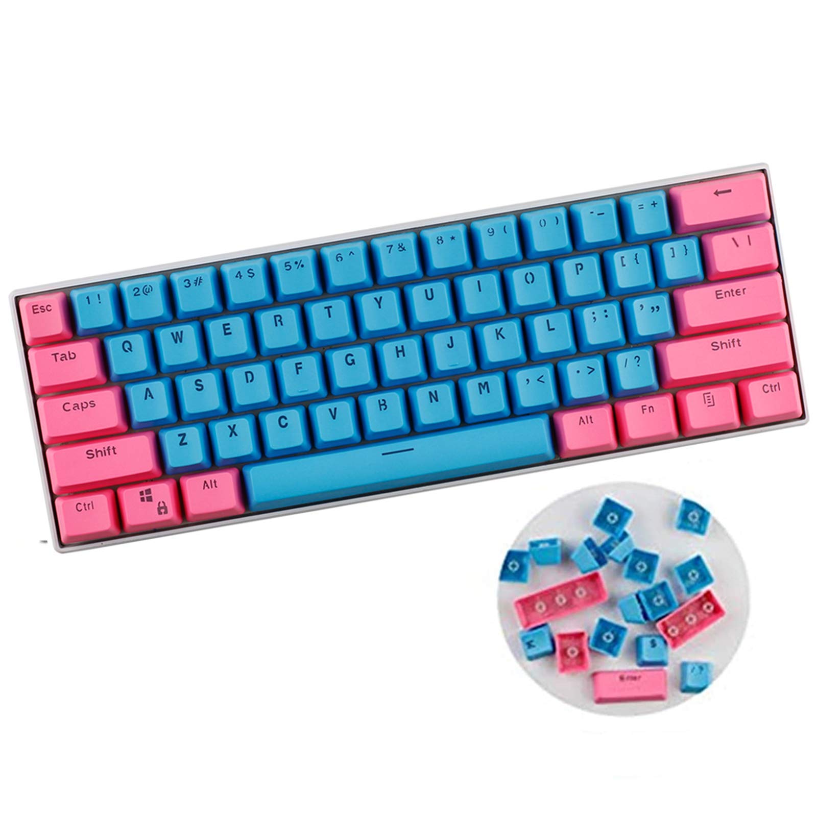 Sunzit Keycaps, 61 Keycaps Backlight Two-Color Mechanical Keypad PBT Keycap For GH60 / RK61 / ALT61 / Annie/Keyboard Poker Keys