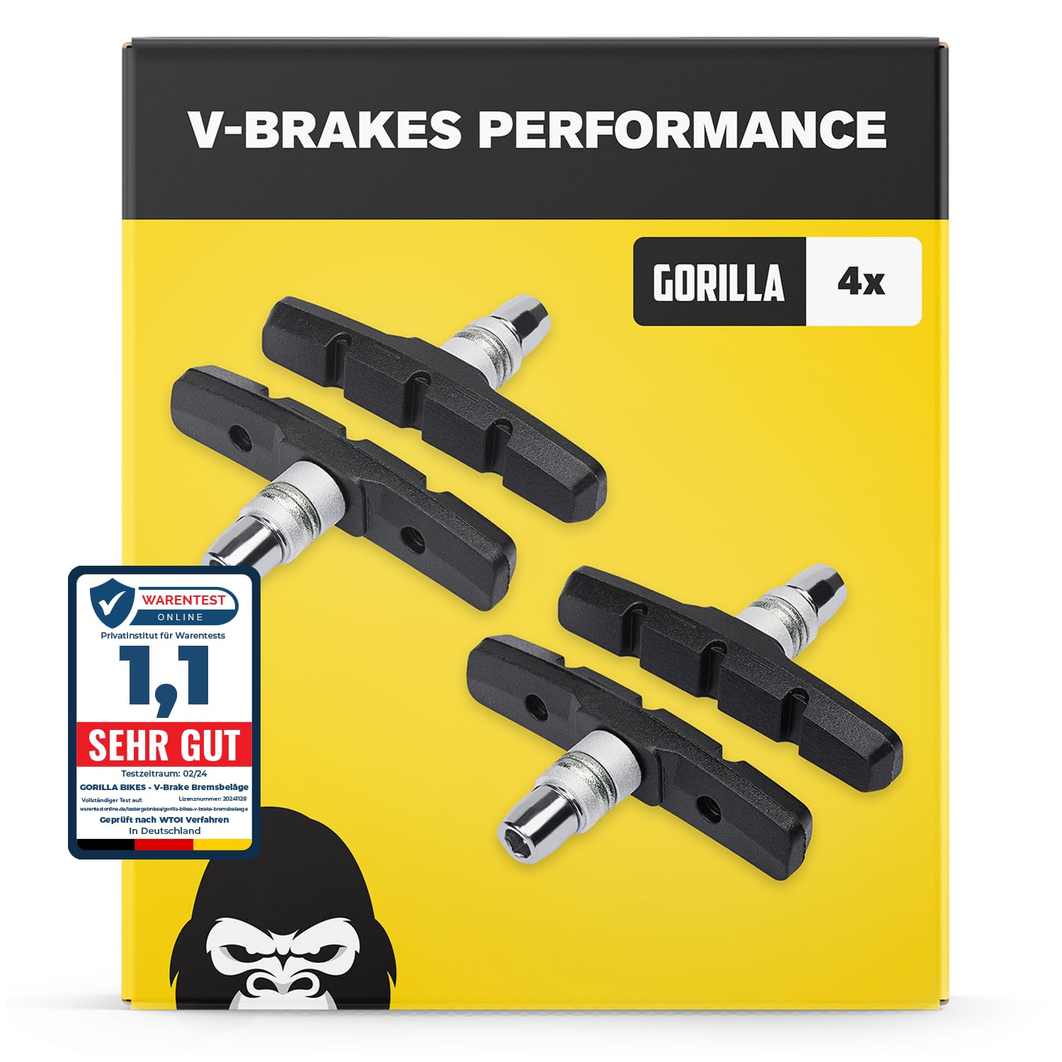 V-Brake Brake Pads 2 Pair 70mm Symmetric I For Shimano, Tektro, Avid, Sram, XLC etc I High Braking Performance I Durable & Accurate Fitting V Brake Blocks