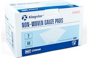 K Kingstar Sterile Nonwoven Gauze Pads, 2"x 2" Wound Dressing, 60 Packs - 120 Pieces Superior Soft Sponge Pads, Higher Absorbent Gauze Compresses for Trauma or Post-Operative Wound Care