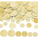 AHANDMAKER 105Pcs 3 Styles Gold Coin Charms for Jewelry Making Gold Stamping Blank Earring Charm Flat Round Connector Charm Plated Disc Charms for Women DIY Christmas Craft Making Supplies 10/12/15mm