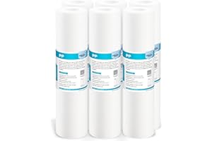 Membrane Solutions 50 Micron Sediment Water Filter Replacement Polypropylene Cartridge 10"x 2.5" for Whole House RO System, Compatible with Aqua-Pure AP110, GE FXUSC, WHKF-GD05, Culligan P5-6 Pack